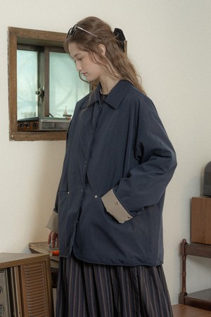 Color-block cuffs warm coat_2color