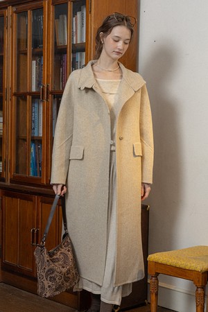 Elegant round neck coat_2color