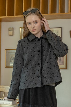 Flower dots blazer coat_CHARCOAL