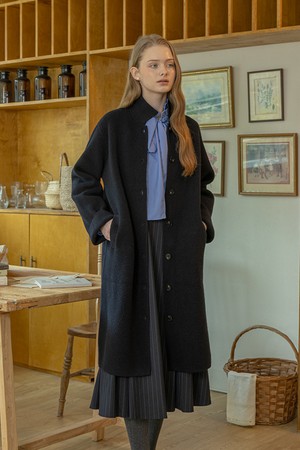 Elegant knit laple coat_NAVY