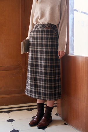 High-waisted plaid skirt_2color