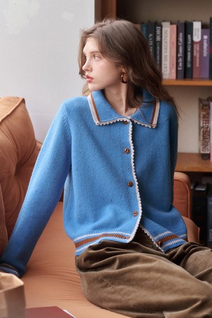 Collar button knit cardigan_3color