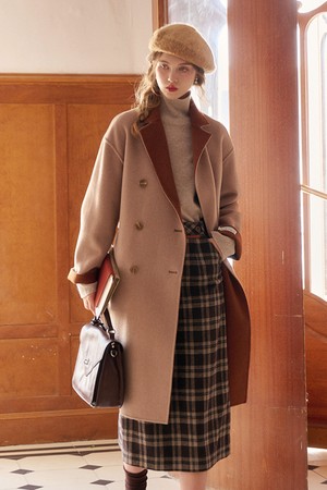 Two-wear reversible wool coat_2color