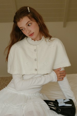 Bow rose button shawl