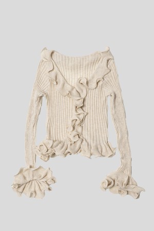 Slim-fit crinkled knit top_2color