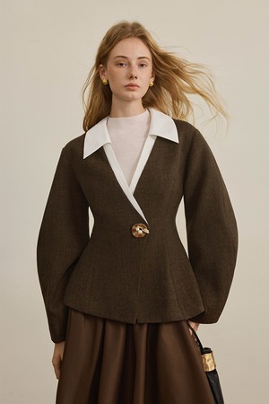 One-button reversible tweed jacket