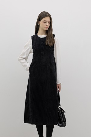 Warm corduroy sleeveless dress_BLACK