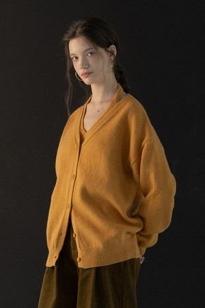 Backless knit vest and cardigan set_MUSTARD