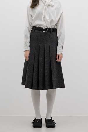 Winter solid color pleated skirt_2color