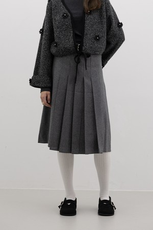 Winter solid color pleated skirt_2color