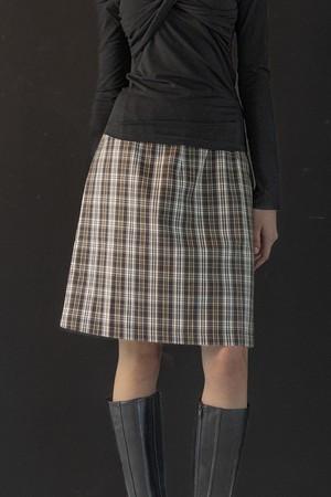 Plaid straight skirt_BLACK