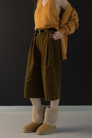 Khaki corduroy straight pants