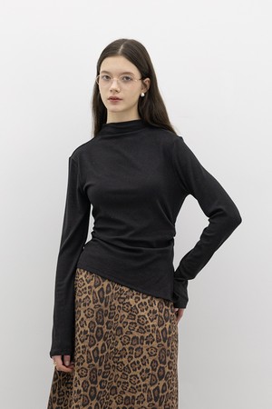 Waist design round neck top_3color