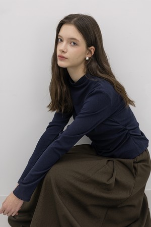 Waist design round neck top_3color