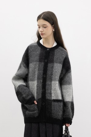 Winter color-blocked knit cardigan_BLACK