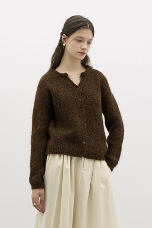 Brown v-neck knit cardigan