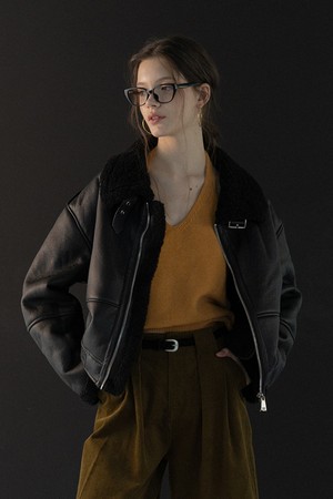 Shearling aviator mustang coat_3color