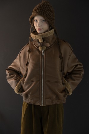 Shearling aviator mustang coat_3color