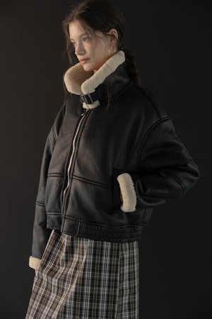 Shearling aviator mustang coat_3color