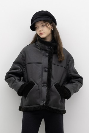 Pocket plush mustang coat_BLACK