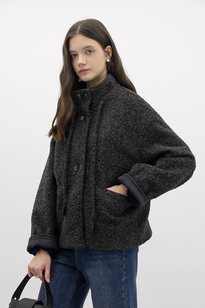 Pile cuffs warm short coat_2color