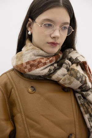 Multicolor warm muffler_IVORY BROWN