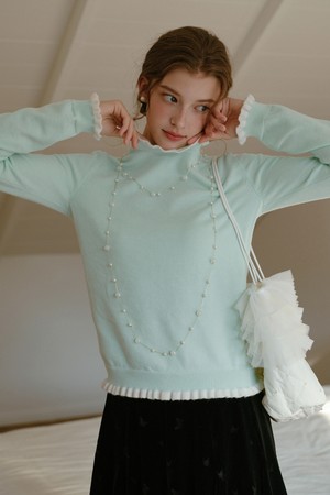 Soft ruffle knit top_MINT