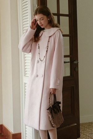 Pink doll collar double coat
