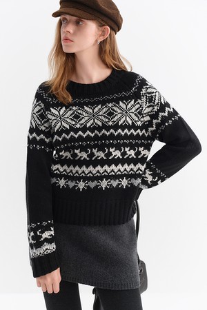 Fair isle crew neck sweater
