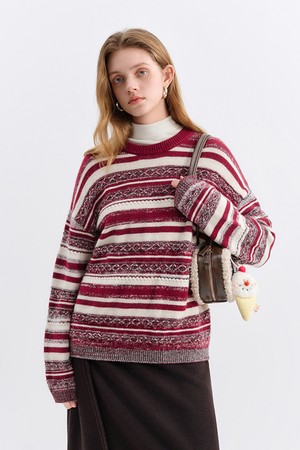Holiday stripe pullover sweater