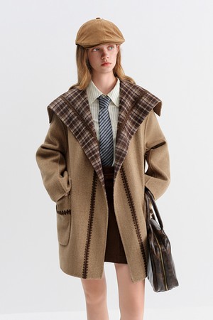 Plaid reversible half coat_2color