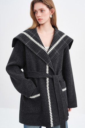 Plaid reversible half coat_2color