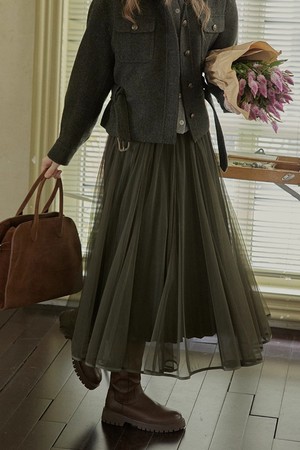 Winter mesh layered skirt