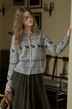 Puppy fair isle cardigan_2color