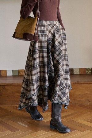 Brush plaid skirt