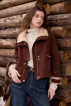 Short fur integrated jacket_2color