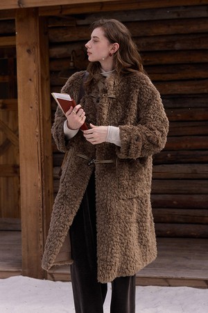 Polar fleece fur long jacket_2color