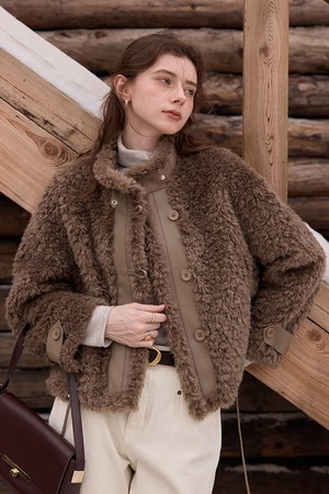 Polar fleece fur short jacket_2color