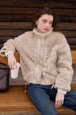 Polar fleece fur short jacket_2color