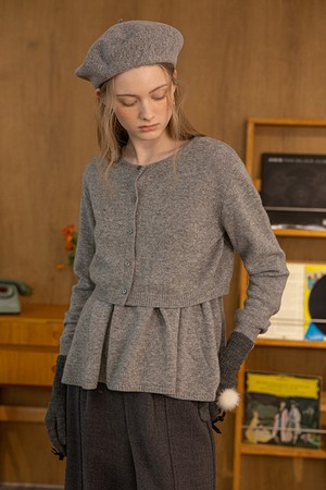 Knit camisole and cardigan two-piece set_GRAY