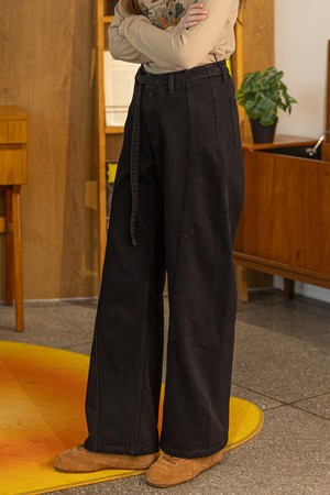 DD_Belt wide straight denim pants_BLACK