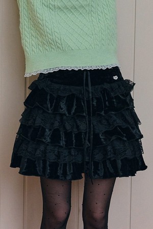 Velvet lace tutu skirt