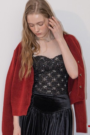 Four-leaf pattern tank top_BLACK