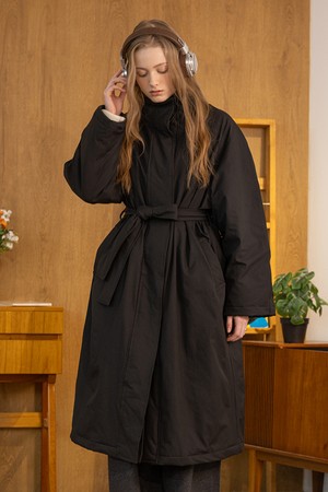 Belted long puffer coat_2color