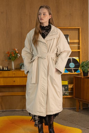 Belted long puffer coat_2color
