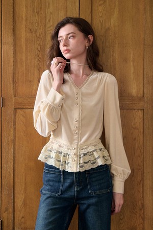 Lace velvet blouse_2color