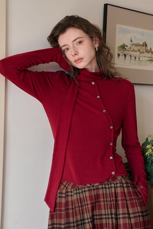Placket long sleeve knit