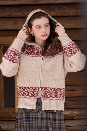 Hooded tief Isle knit cardigan_2coor