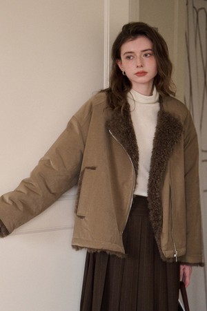 Zipper lapel short jacket_2color