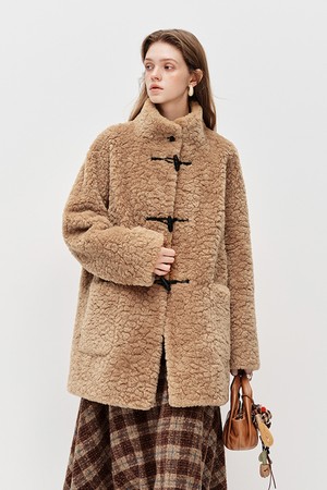 Loose duffle fur half coat_2color